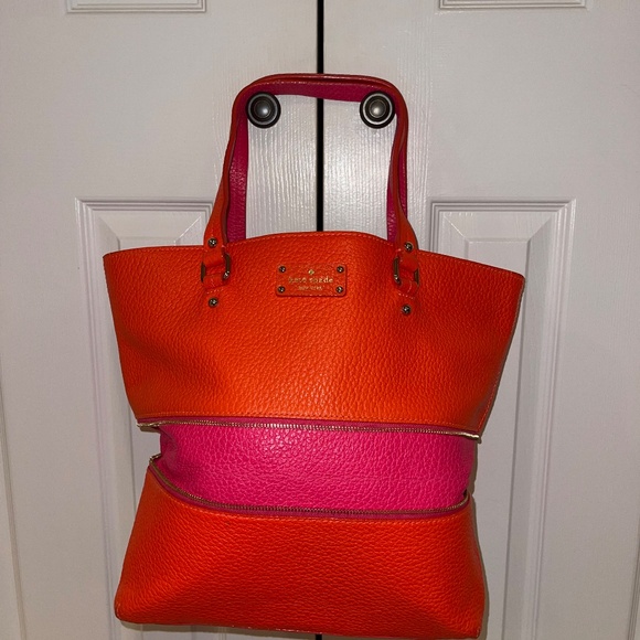 Kate Spade Grove Court Michelle Tote Orange & Pink EUC - Add a POP of Color! - Picture 2 of 3
